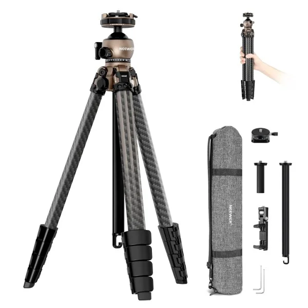 Neewer LT35 61" Carbon Fiber Travel Tripod with 360&deg; Panorama Ball Head - 10103317