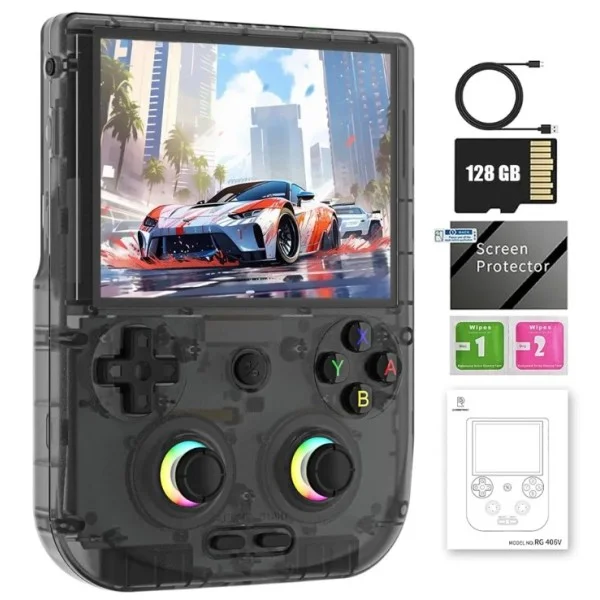 Retro Handheld Game Console 128GB, Black Transparent - RG406V