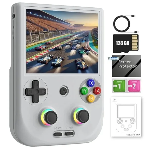 Retro Handheld Game Console 128GB, Grey - RG406V
