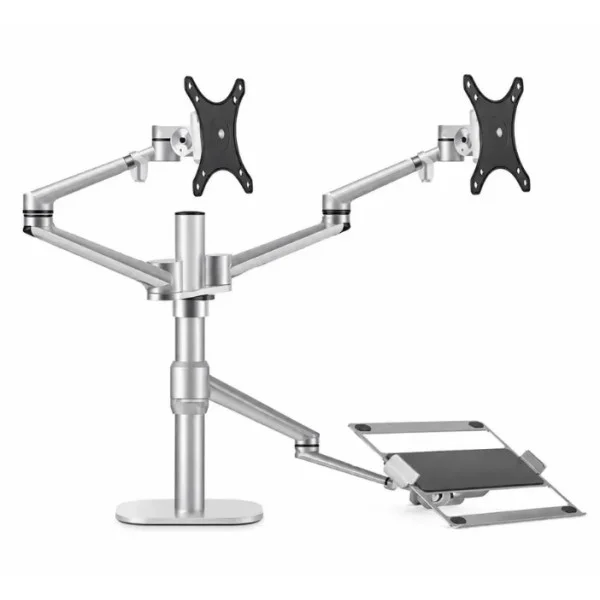 Gamvity Full-Motion Triple Mount - Dual 17–32" Monitors + 12–17" Laptop Arm - OL-10T