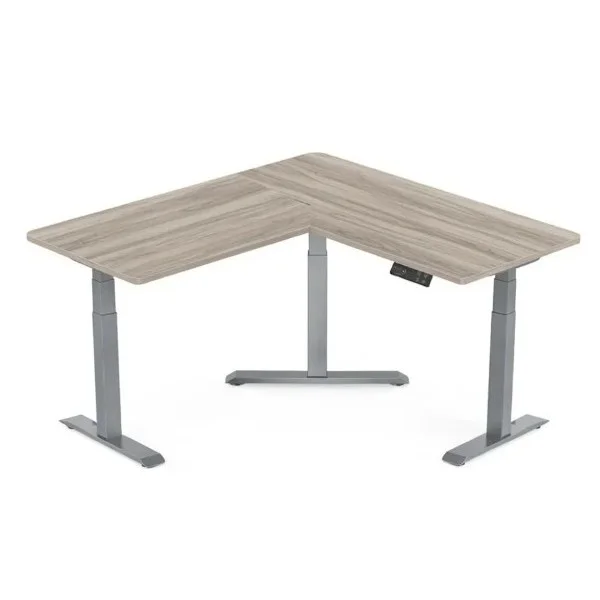 Gamvity L-Shape Electric Adjustable Standing Desk (1000x1750mm) - Grey/ White Oak
