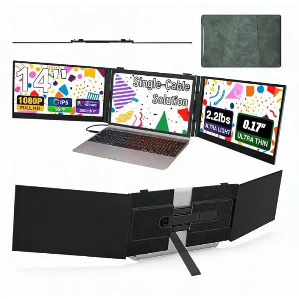 Gamvity 14-inch Triple Screen Portable Monitor with One-cable Connection - 48320
