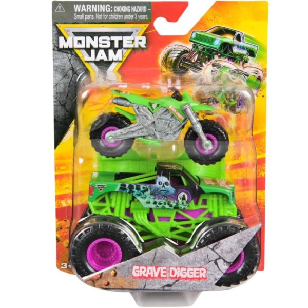 Monster Jam JCB Digatron Monster Truck and Dirt Bike Vehicle 2-Pack, 1:64 Scale - 6074304-T