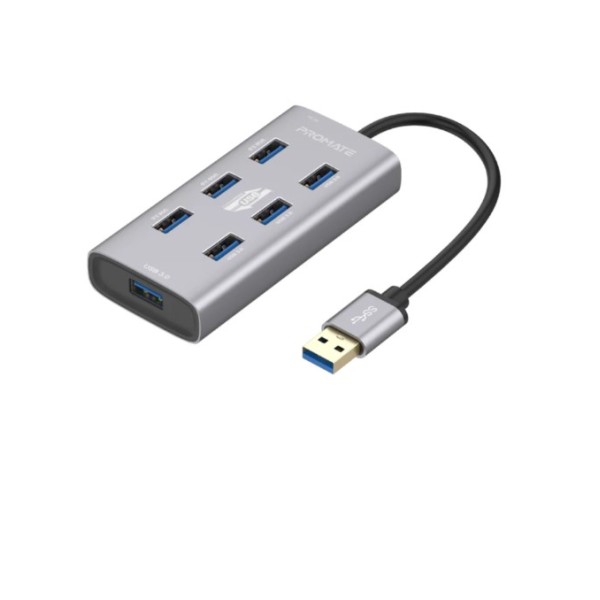Promate Aluminium Alloy Powered USB Hub - ezHub-7