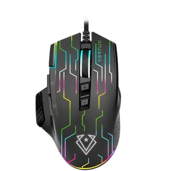 Vertux Superior Quick Performance Wired Gaming Mouse, Black - Kryptonite