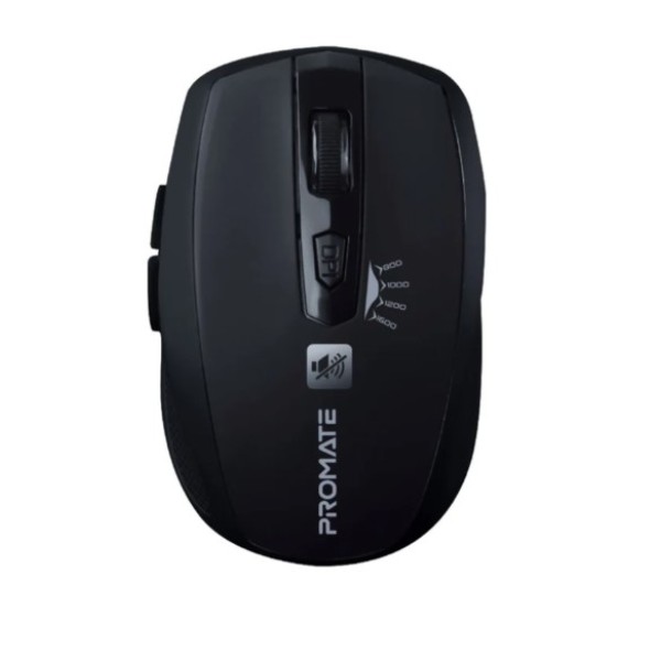 Promate Silent Switch Streamlined Wireless Mouse, Black - Breeze