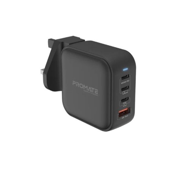 Promate 100W Power Delivery GaNFast&trade; Charger with Quick Charge 3.0 - GANPORT4