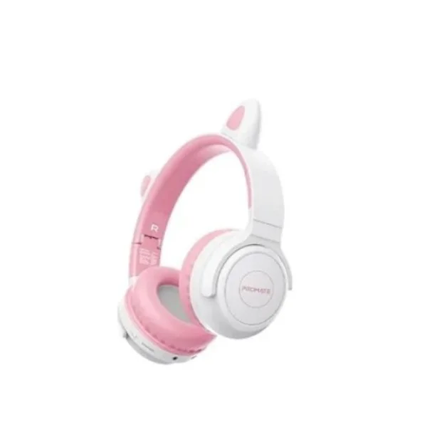 Promate Panda KidSafe Kawaii Style Wireless Kids Headset, Bubble Gum