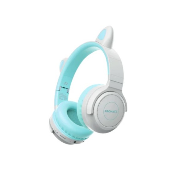 Promate Panda KidSafe Kawaii Style Wireless Kids Headset, Aqua