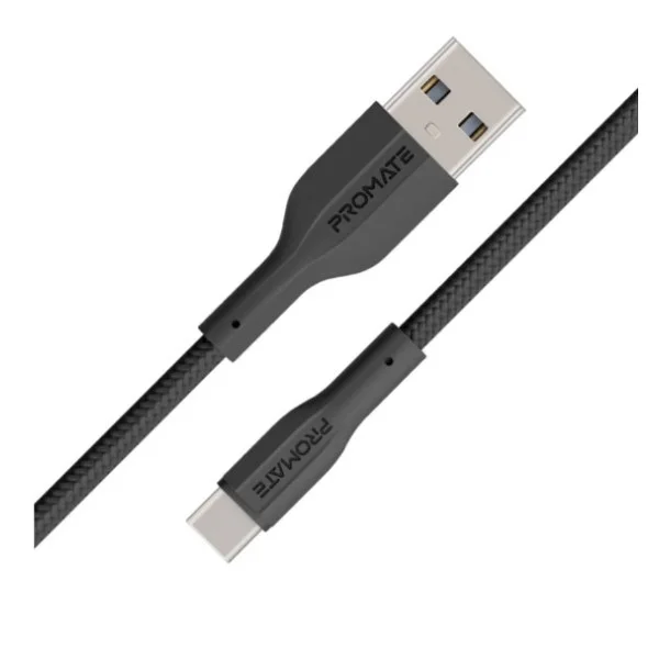 Promate 1meter Super Flexible Data and Charge USB-C Cable, Black - xCord-AC
