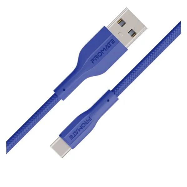 Promate 1meter Super Flexible Data and Charge USB-C Cable, Navy - xCord-AC