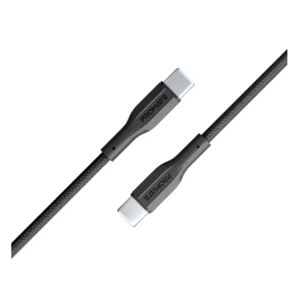 Promate 1meter High Tensile Strength Data & Charge USB-C Cable, Black - xCord-CC