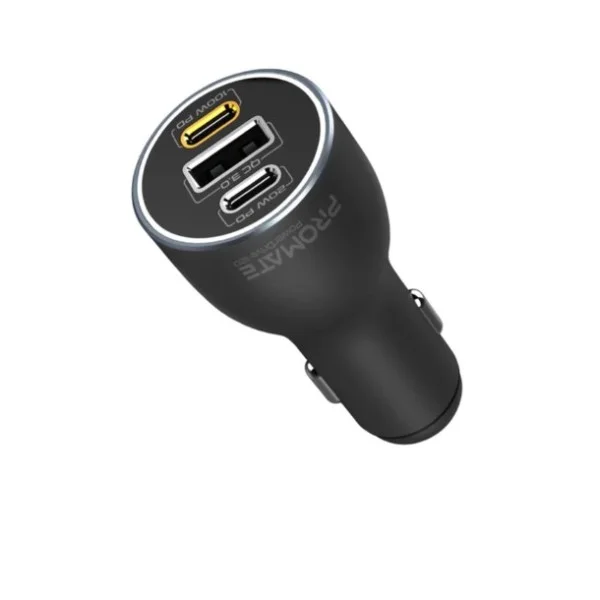 Promate 120W RapidCharge&trade; Car Charger with Dual Power Delivery and Quick Charge Ports - PowerDrive-120