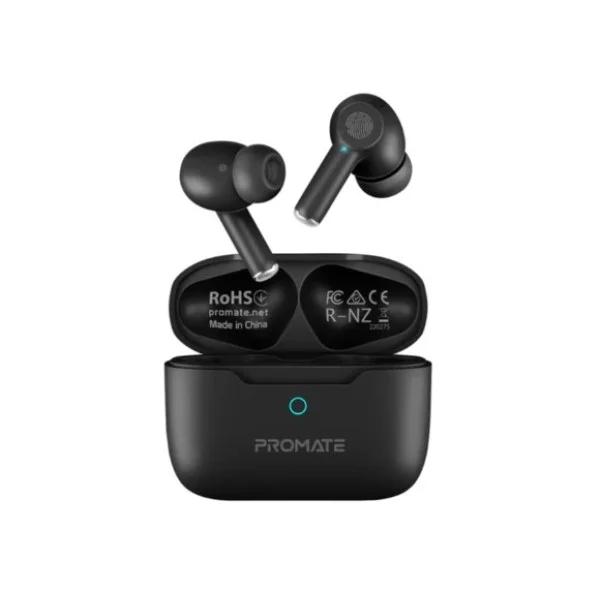 Promate High-Definition ANC TWS Earphones with intellitouch, Black