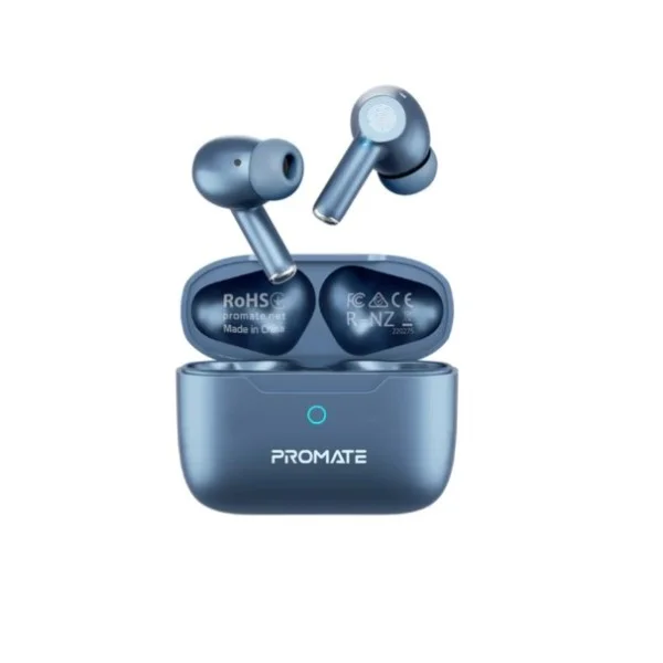 Promate High-Definition ANC TWS Earphones with intellitouch, Blue