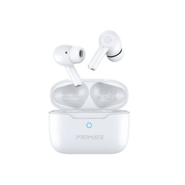 Promate High-Definition ANC TWS Earphones with intellitouch, White