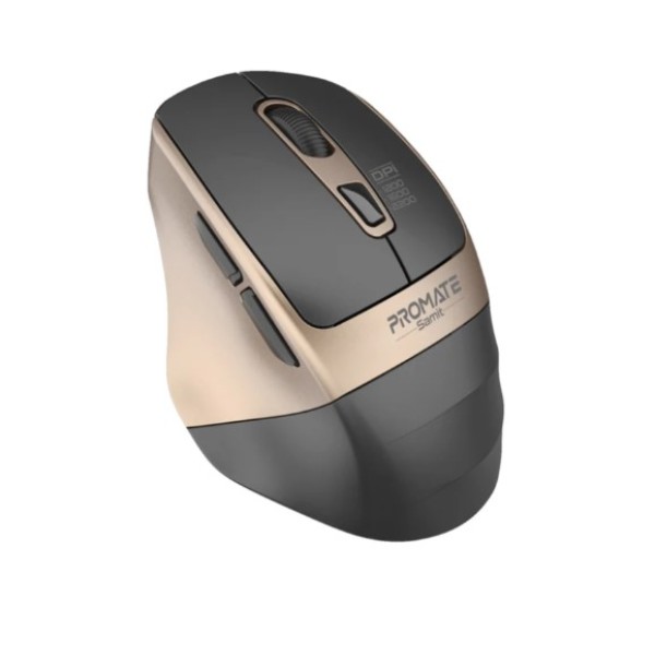 Promate 2.4GHz Ergonomic 2200 DPI Silent Click Wireless Mouse, Gold - Samit