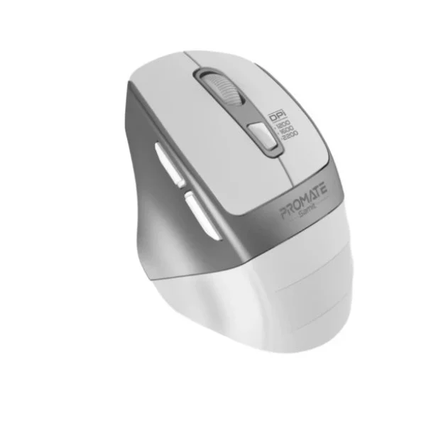 Promate 2.4GHz Ergonomic 2200 DPI Silent Click Wireless Mouse, White - Samit