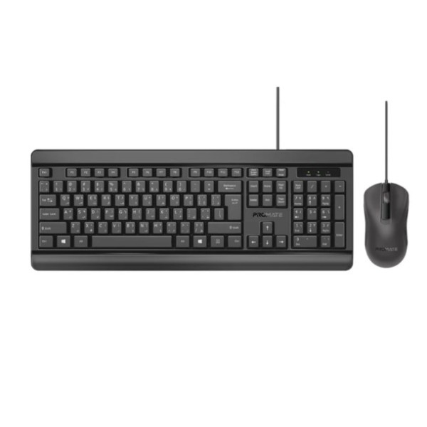 Promate Quiet Keys Wired Keyboard and 1200 DPI Mouse - COMBO-CM6