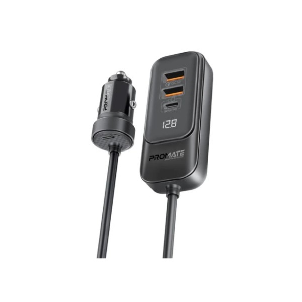 Promate 120W RapidCharge&trade; Car Charger with Multi-Port Backseat Charging Hub - GearHub-120W