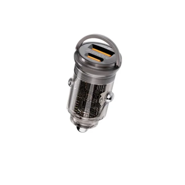 Promate 65W RapidCharge&trade; Transparent Mini Car Charger with Power Delivery & QC 3.0 - TransDrive-65W