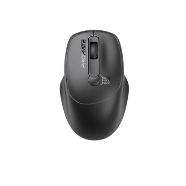 Promate EZGrip&trade; Ergonomic Wireless Mouse, Black - UniGlide