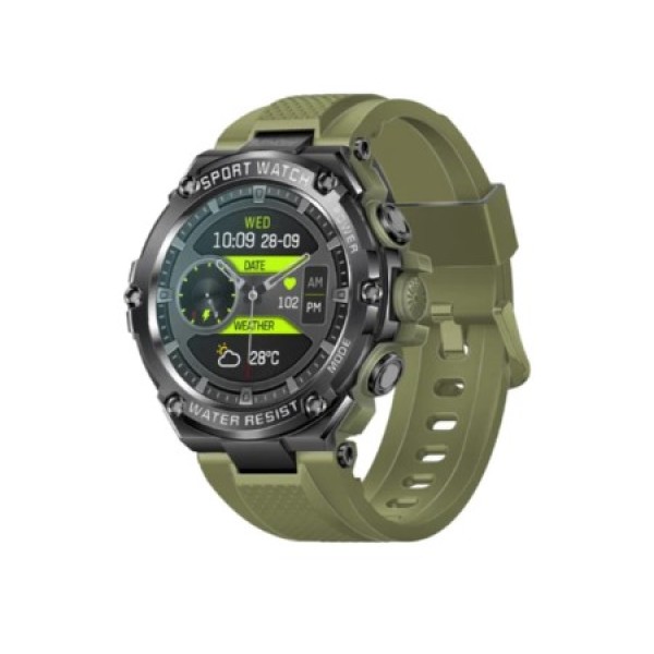 Promate Fitness Tracker 1.53" Round Screen Smartwatch with Bluetooth Calling, Midnight Green