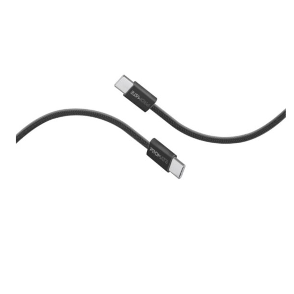 Promate Ultra-Fast 60W, 1.2meter Power Delivery USB-C Cable, Black - EcoLine-CC120