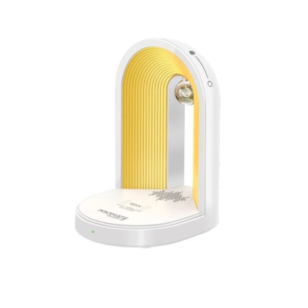 Promate Multi-Functional LED Lamp Bluetooth Speaker with 15W Wireless Charger - Globe-Qi