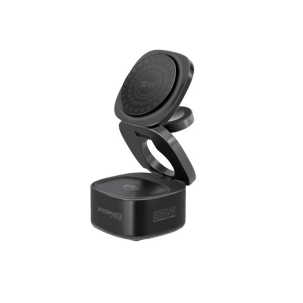 Promate 65W GaNFast&trade; Foldable MagSafe Compatible Wireless Charging Station - Rubix-65W
