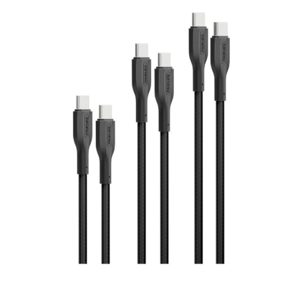 Promate 60W Power Delivery 3Pcs High Tensile Strength USB-C Cable Kit - CableKit-CC