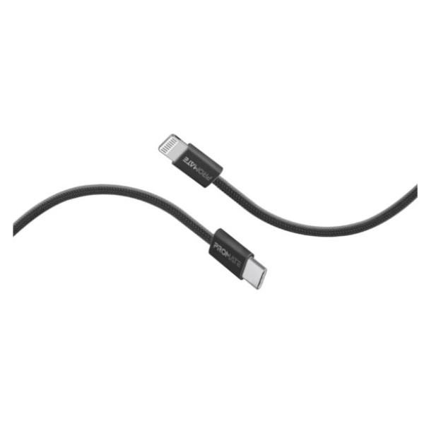 Promate 27W, 1.2meter Super-Fast USB-C to Lightning Cable, Black - EcoLine-Ci120