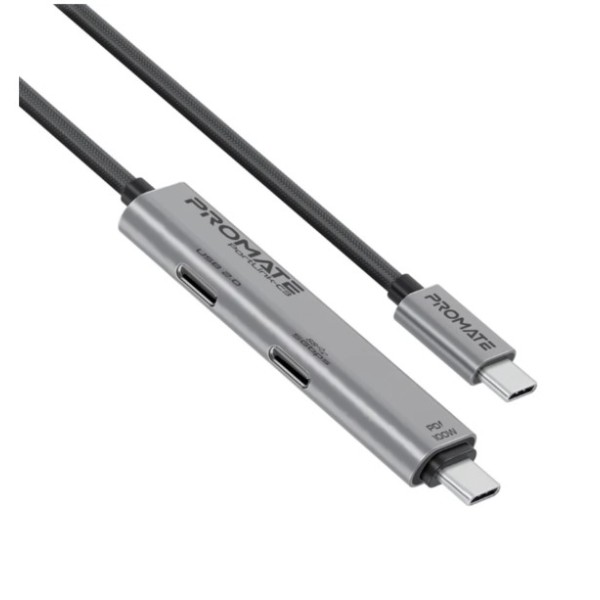 Promate 100W Power Delivery Dual USB-C Port Data and Charge Cable, Black - PortLink-C3
