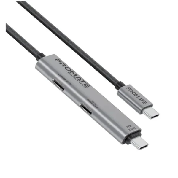Promate 100W Power Delivery Dual USB-C Port Data and Charge Cable, Black - PortLink-C3