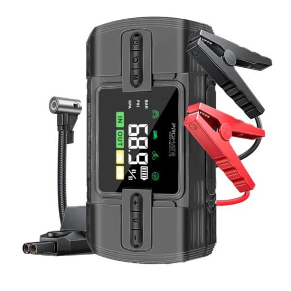 Promate High-Capacity Jump Starter 150PSI Air Compressor with 12000mAh Power bank & Flashlight - PatrolPack-3