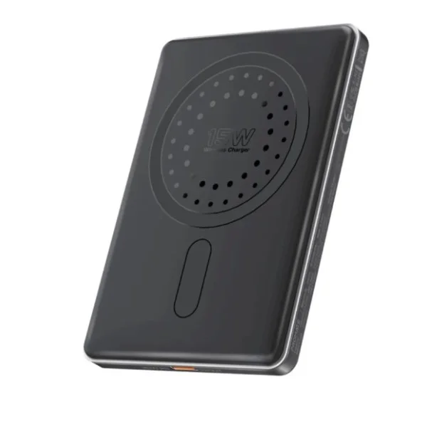 Promate 5000mAh, Ultra-Slim Aluminum Crafted MagSafe Compatible Wireless Charging Powerbank, BLADE-5 - Black