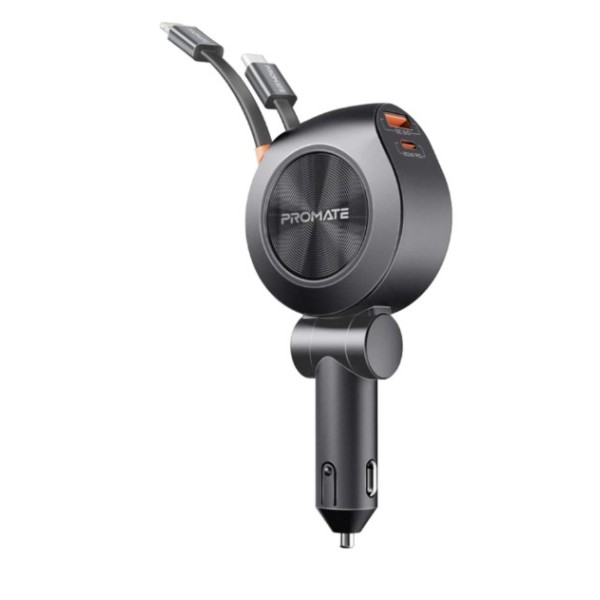 Promate 88W Multi-Port Car Charger with Dual Retractable USB-C Cables - DRIVEGEAR-R2