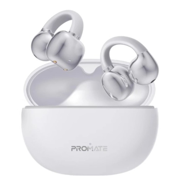 Promate AudioFit&trade; Open Ear Clip on TWS Earbuds with IntelliTouch, White