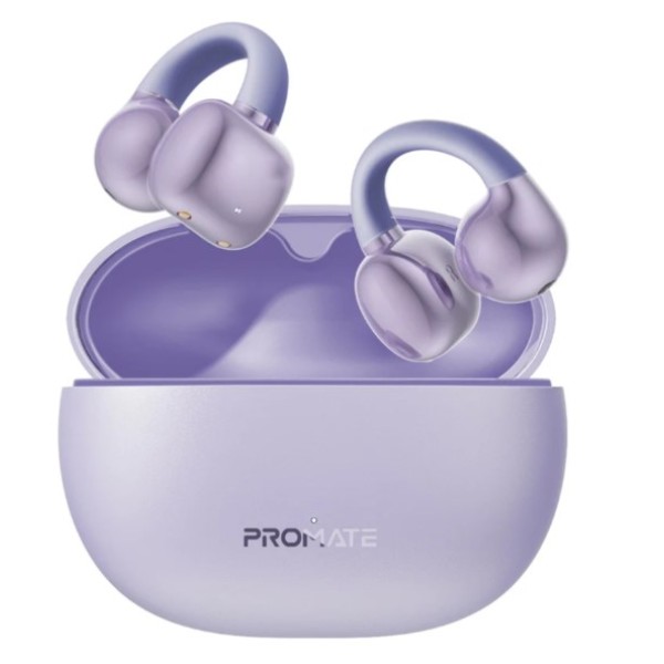 Promate AudioFit&trade; Open Ear Clip on TWS Earbuds with IntelliTouch, Purple