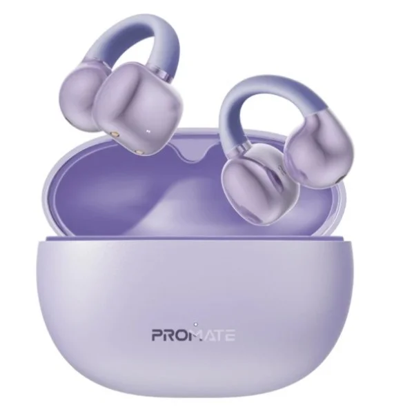 Promate AudioFit&trade; Open Ear Clip on TWS Earbuds with IntelliTouch, Purple