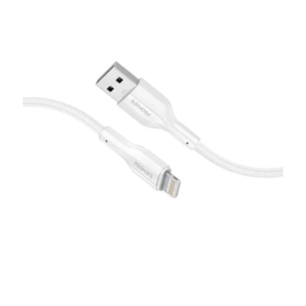 Promate 2meter, High Tensile Strength Data & Charge Cable for Apple Devices, White - xCord-Ai200