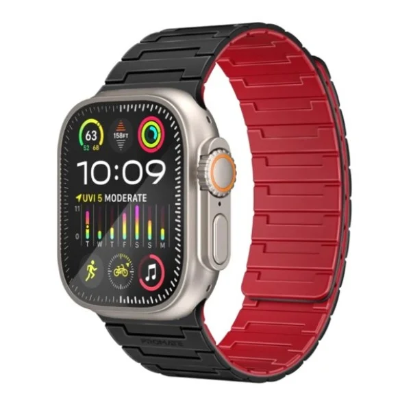 Promate Premium Magnetic Silicone Watch Band for Apple Watch, Black