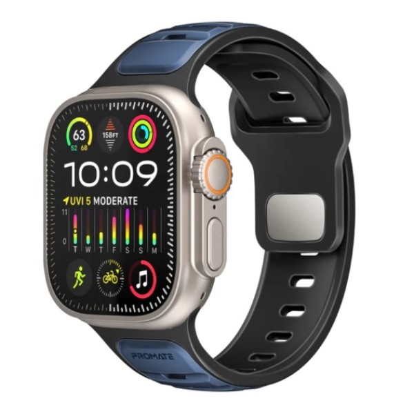 Promate Durable Two-Toned Silicone Sporty Apple Watch Band, Blue