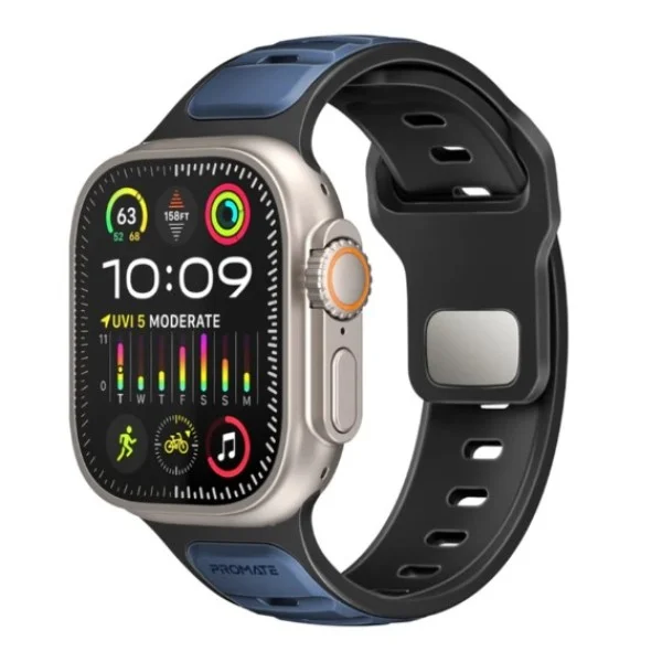 Promate Durable Two-Toned Silicone Sporty Apple Watch Band, Blue