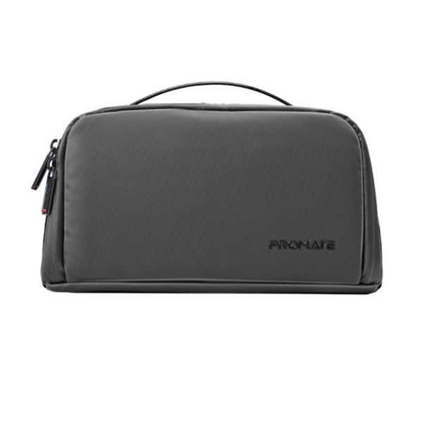 Promate Large Capacity Tech Accessory Pouch with Multiple Compartments, Black - Velura