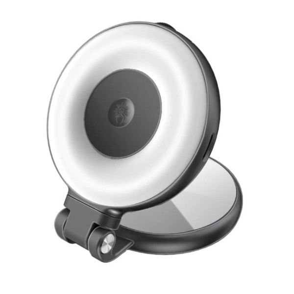 Promate 360&deg; Rotatable Ultra-Slim MagSafe Compatible Rechargeable LED Ring Light, Black - Maghalo Pro