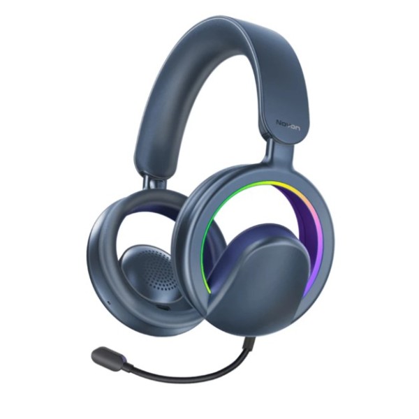 Promate Novon Open Ear Wireless Over-Ear Headphones with Detachable Mic, Blue