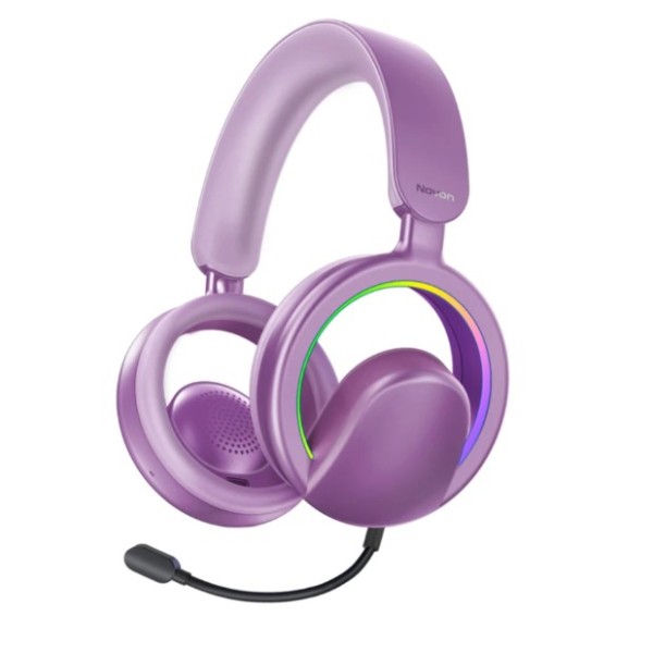 Promate Novon Open Ear Wireless Over-Ear Headphones with Detachable Mic, Purple