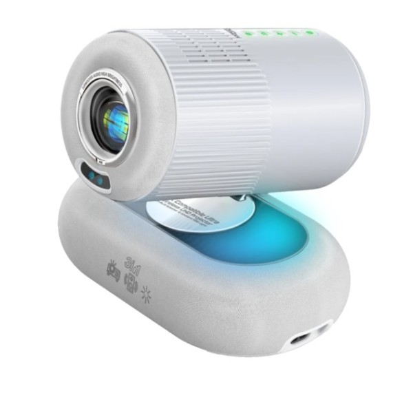 Promate 4K Compatible HD Wireless LCD Projector with Built-In Speaker & Ambient RGB Light - Beamer-250R.UK