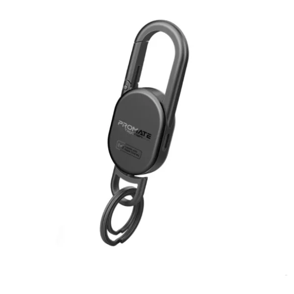 Promate Smart Carabiner Keychain with Apple Find My Precision Locator, Black - TagChain